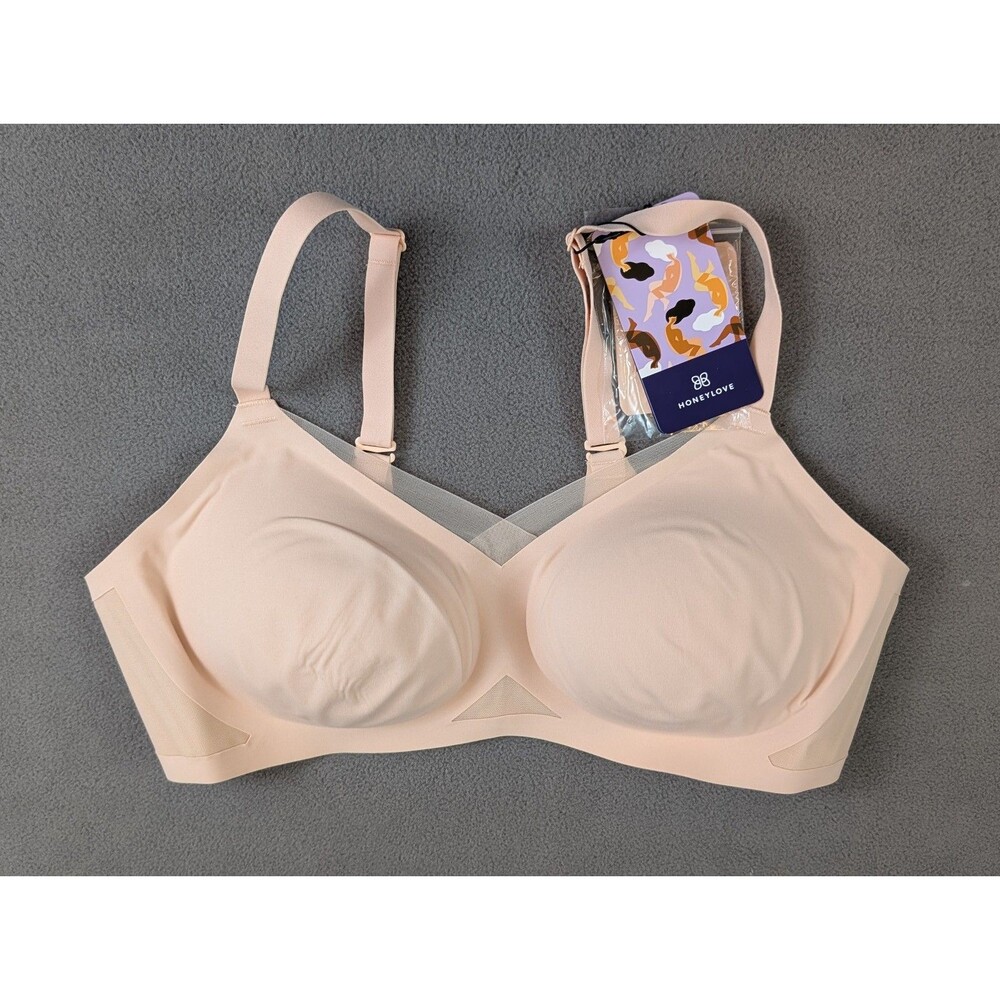 NWT Honeylove LiftWear CrossOver Bra Blush Size Large L Wireless Support